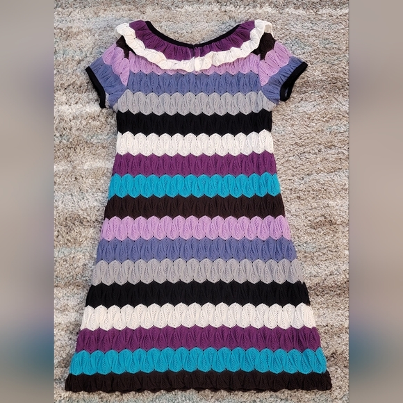 Girls Bonnie Jean Dress size 8 Purple Strip - Picture 2 of 3